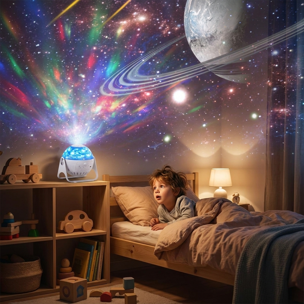 جهاز عرض النجوم جالاكسي - 7 أوضاع إضاءة - ضوء ليلي LED - يعمل عبر USB - ديكور غرفة النوم والمنزل