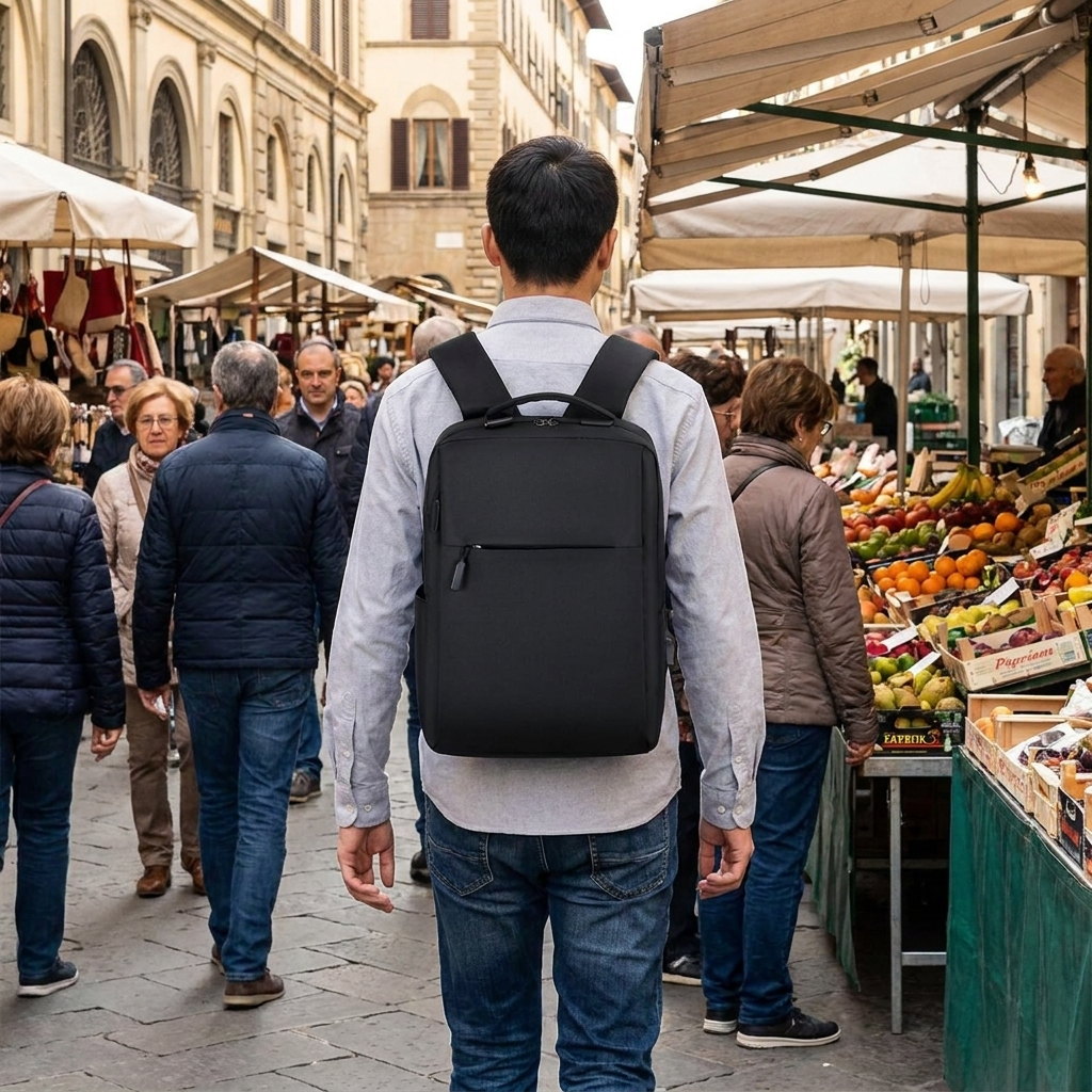 Batoh proti krádeži - blokování RFID - tkanina odolná proti proříznutí - USB nabíjecí port - černá a šedá