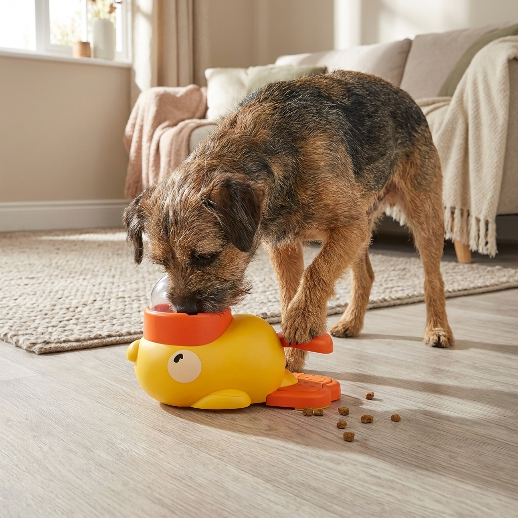 Interactive Duck Puzzle Feeder for Dogs & Cats - 3 Food Outlet Sizes - 12-20mm - Yellow