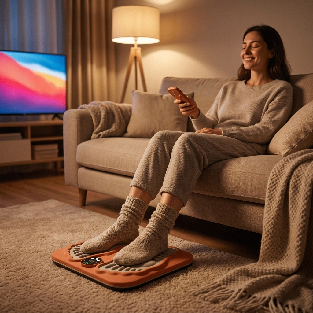 EMS Fotmassageplatta - 29 Intensitetsnivåer - 8 Lägen - 3D Ergonomisk - RF Fjärrkontroll - USB