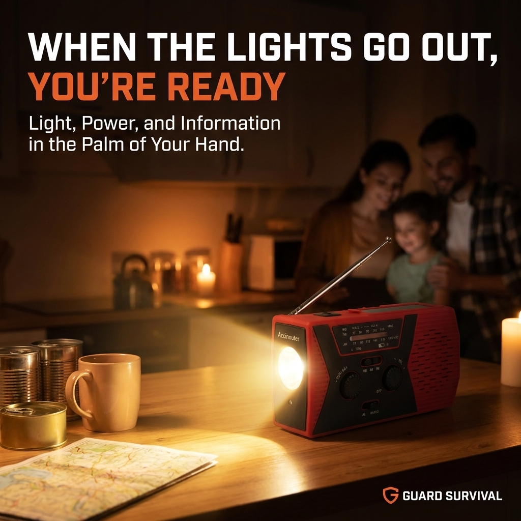 Solar Hand Crank Emergency Radio – 10,000mAh Power Bank, AM/FM, Flashlight, SOS