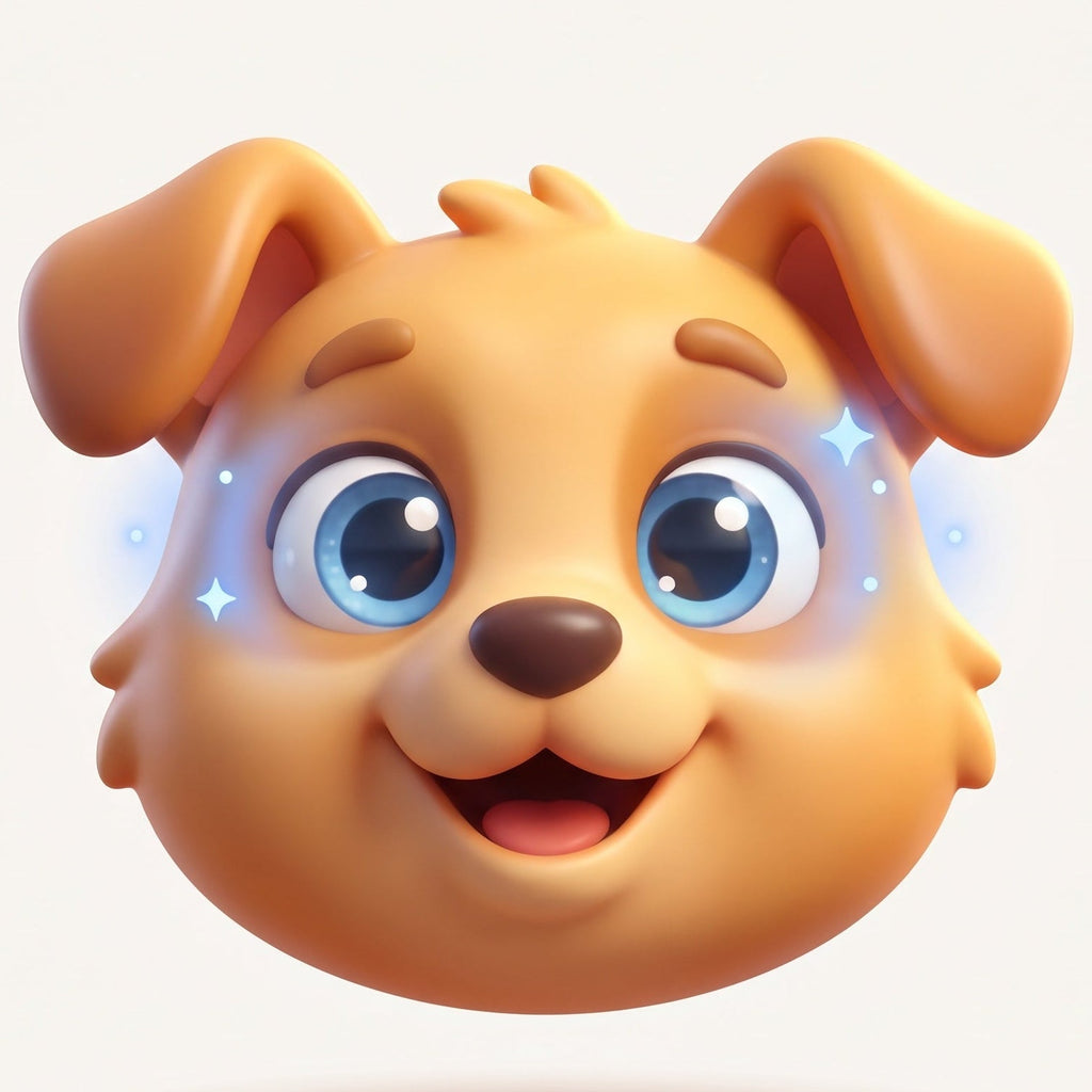 Illustrated puppy face with bright eyes