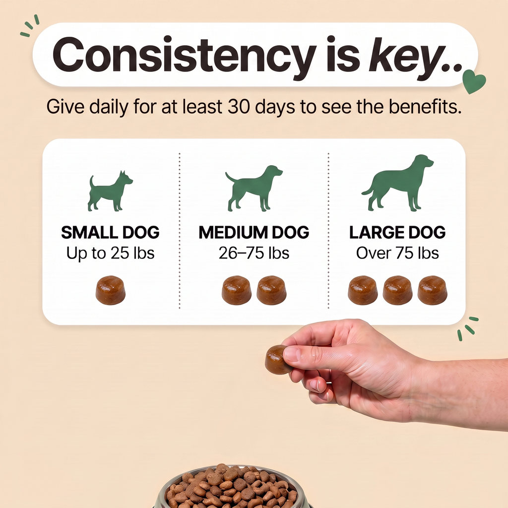 How to use Hip & Joint chews — daily dosage by dog weight