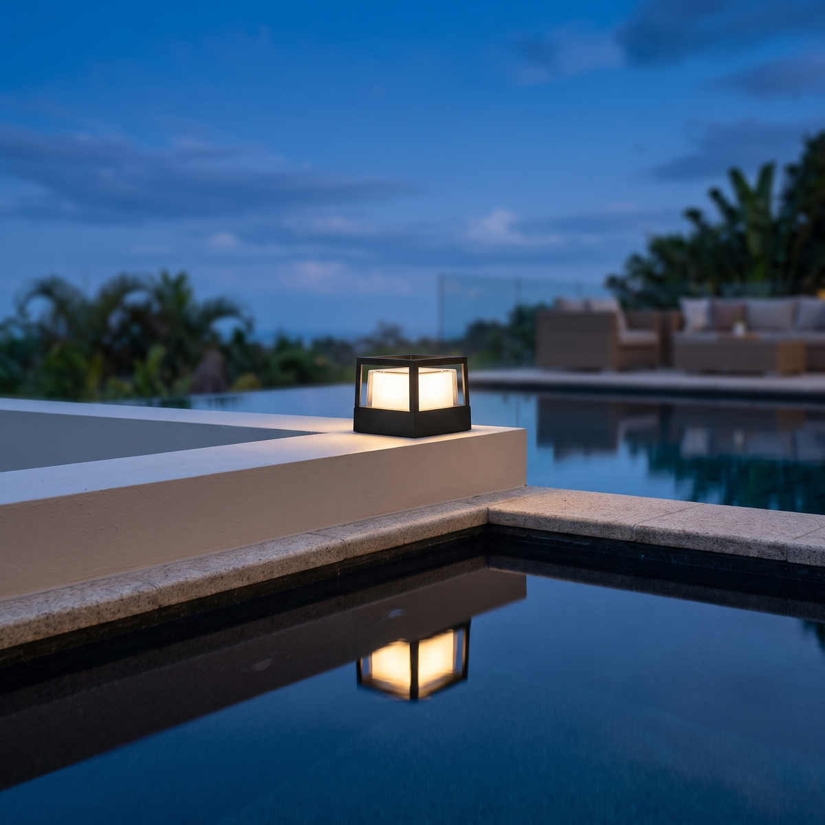Candeeiro de chão cilíndrico LED industrial — alumínio impermeável, preto
