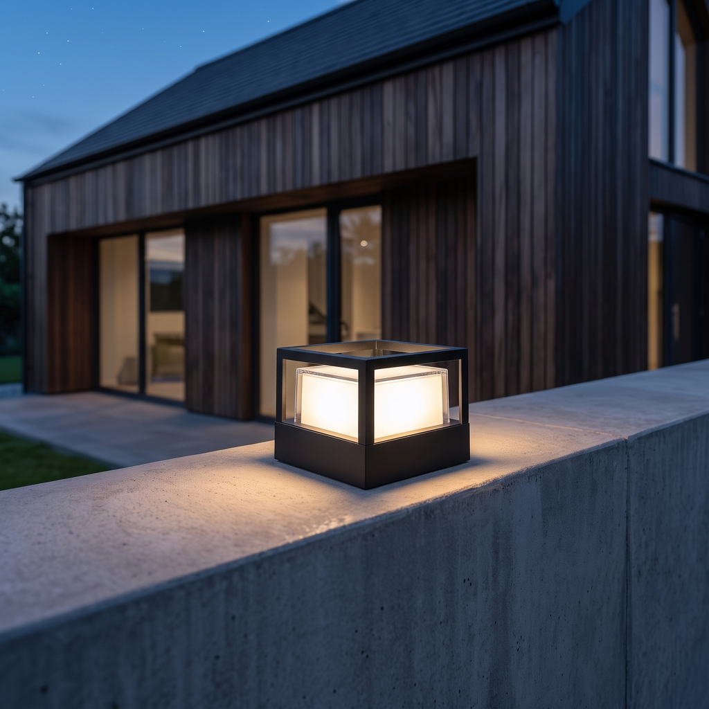 Candeeiro de chão cilíndrico LED industrial — alumínio impermeável, preto