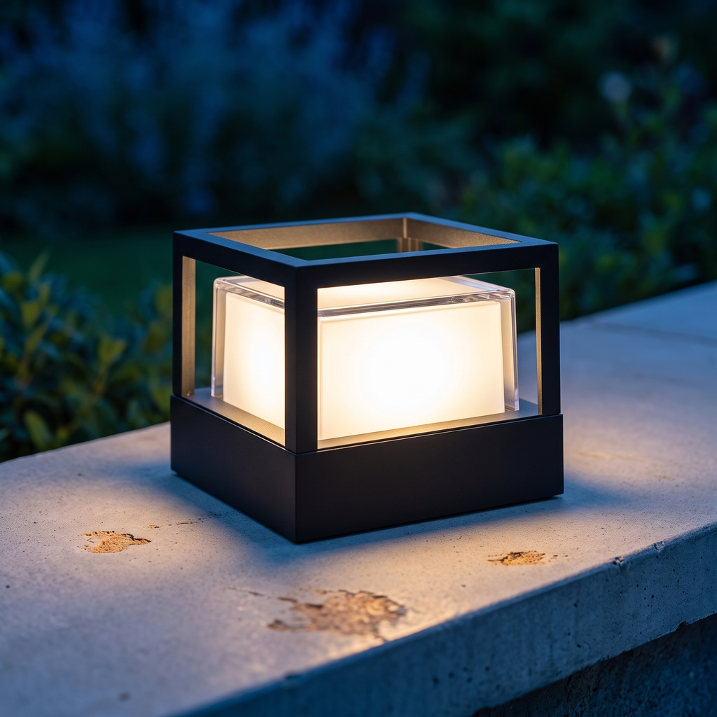Candeeiro de chão cilíndrico LED industrial — alumínio impermeável, preto