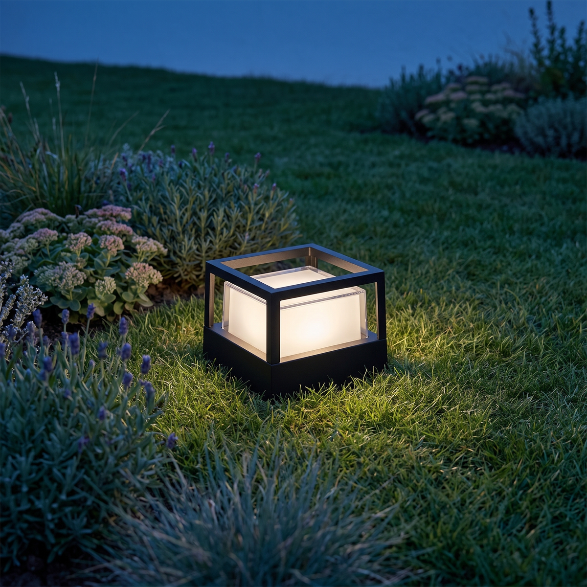 Candeeiro de chão cilíndrico LED industrial — alumínio impermeável, preto
