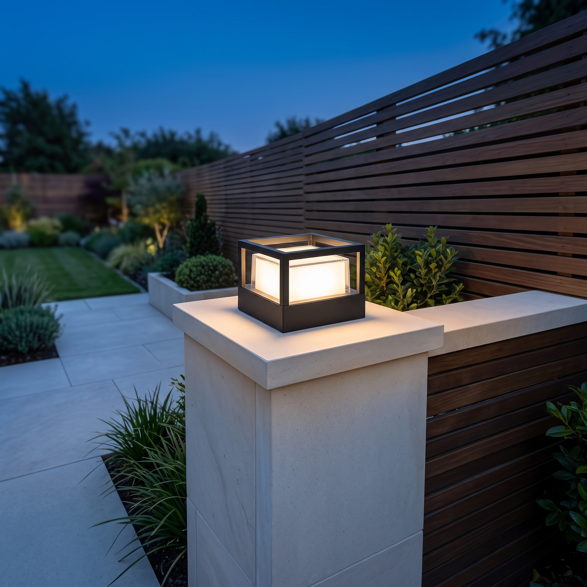 Candeeiro de chão cilíndrico LED industrial — alumínio impermeável, preto