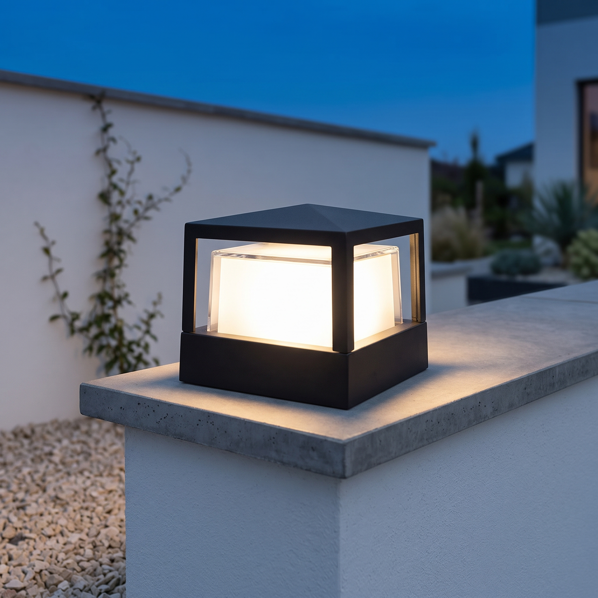 Candeeiro de chão cilíndrico LED industrial — alumínio impermeável, preto