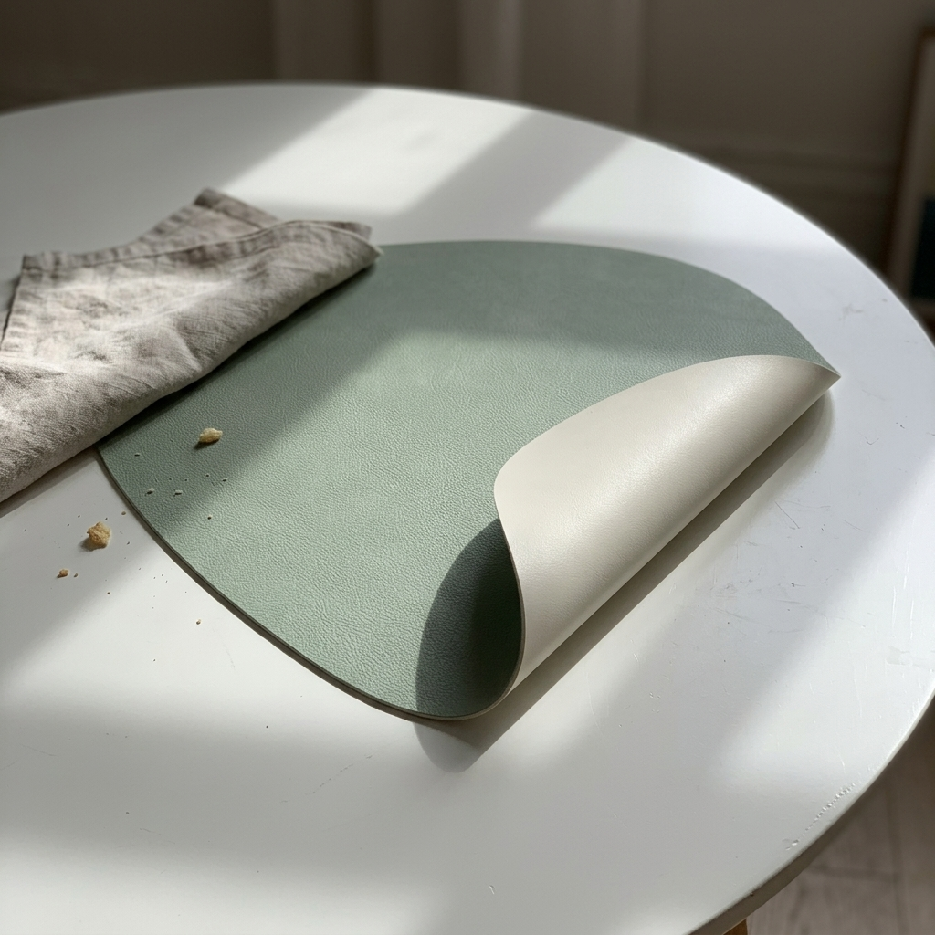 Individuais de mesa em pele sintética com dois lados — em forma de lágrima, antiderrapantes, conjunto de 4/6