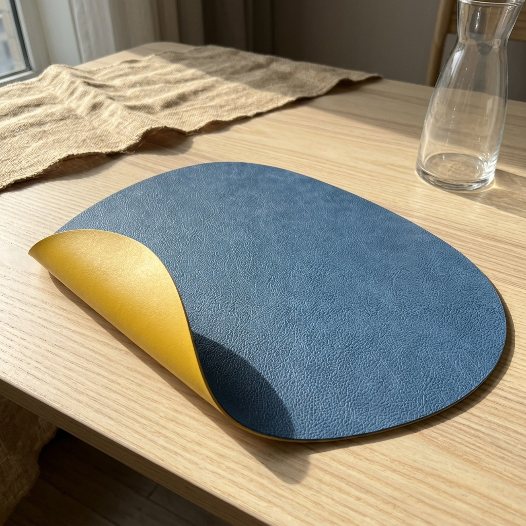 Individuais de mesa em pele sintética com dois lados — em forma de lágrima, antiderrapantes, conjunto de 4/6