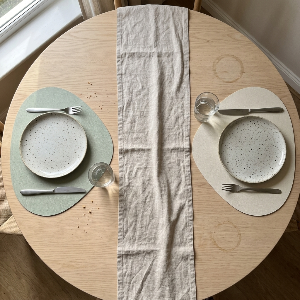 Individuais de mesa em pele sintética com dois lados — em forma de lágrima, antiderrapantes, conjunto de 4/6