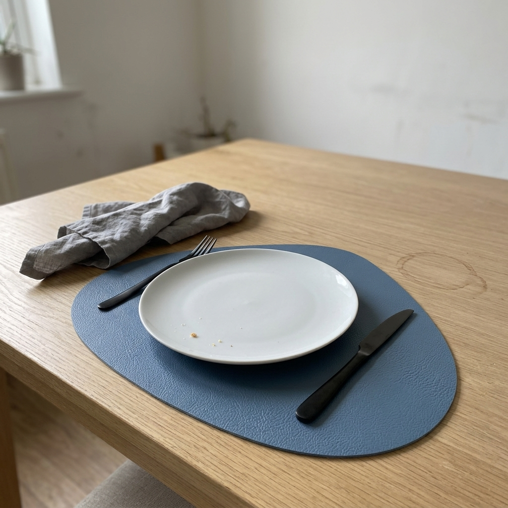 Individuais de mesa em pele sintética com dois lados — em forma de lágrima, antiderrapantes, conjunto de 4/6