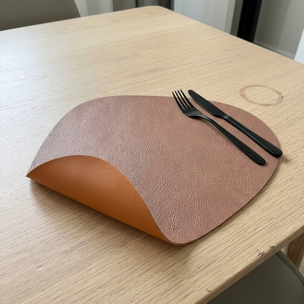 Individuais de mesa em pele sintética com dois lados — em forma de lágrima, antiderrapantes, conjunto de 4/6