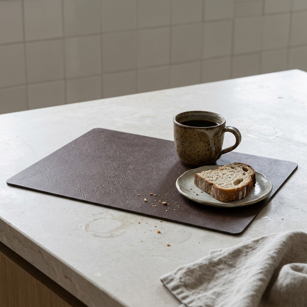 Individuais de mesa em pele sintética com dois lados — resistentes ao calor, impermeáveis, conjunto de 4/6