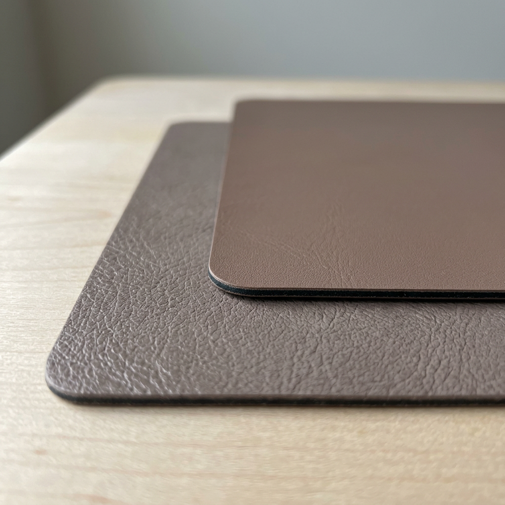 Individuais de mesa em pele sintética com dois lados — resistentes ao calor, impermeáveis, conjunto de 4/6