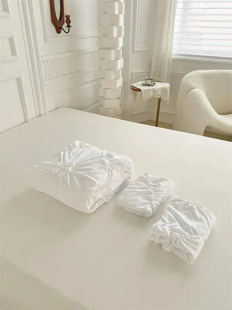 Ylellinen kolmiulotteinen puristetulla laskoksella varustettu vuodevaatesetti │ Moderni boho -tyylinen päiväpeitto, peitonsuoja ja tyynyliina