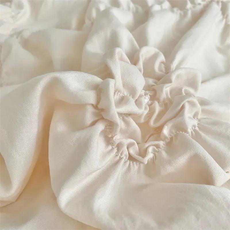 Ylellinen kolmiulotteinen puristetulla laskoksella varustettu vuodevaatesetti │ Moderni boho -tyylinen päiväpeitto, peitonsuoja ja tyynyliina