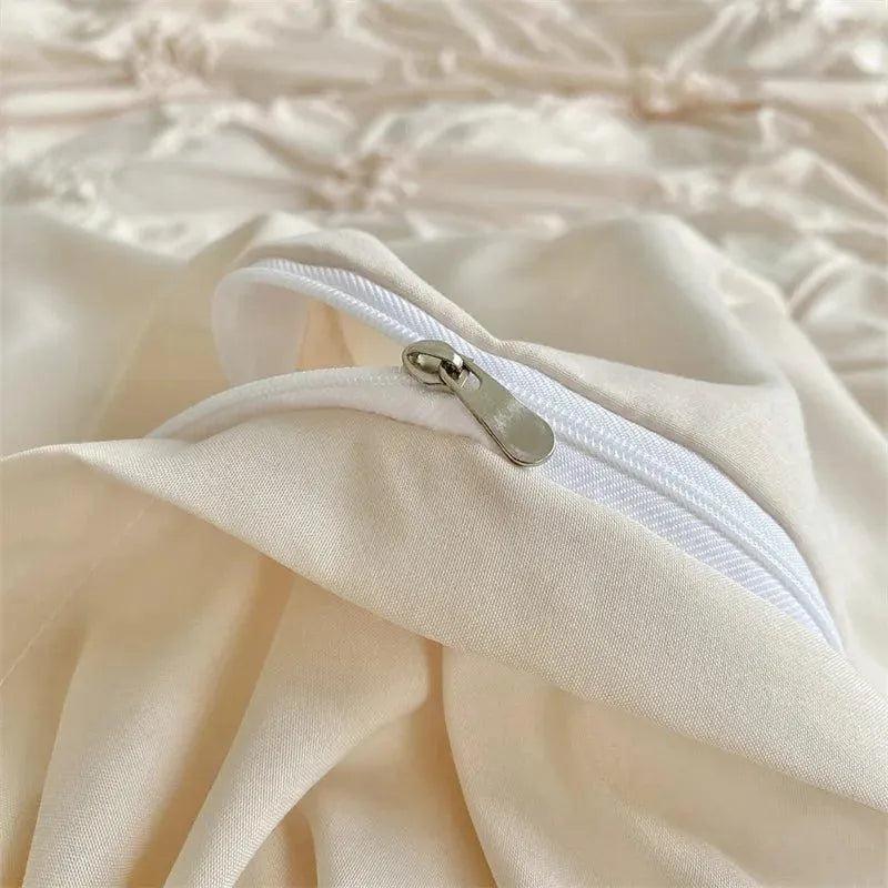 Ylellinen kolmiulotteinen puristetulla laskoksella varustettu vuodevaatesetti │ Moderni boho -tyylinen päiväpeitto, peitonsuoja ja tyynyliina