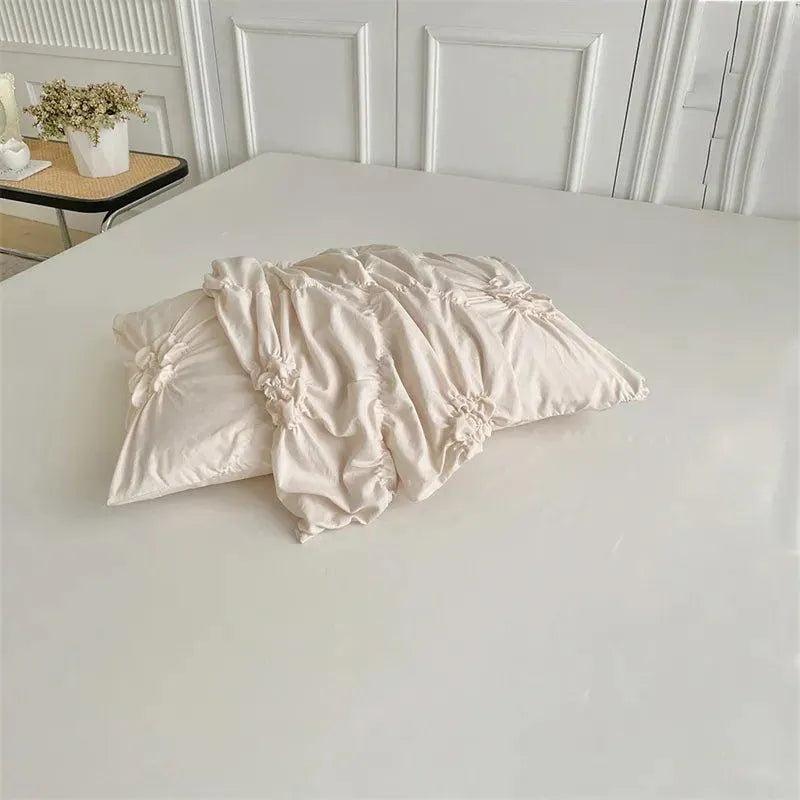 Ylellinen kolmiulotteinen puristetulla laskoksella varustettu vuodevaatesetti │ Moderni boho -tyylinen päiväpeitto, peitonsuoja ja tyynyliina