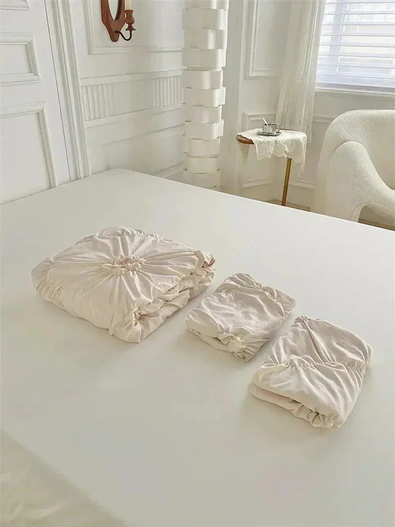 Ylellinen kolmiulotteinen puristetulla laskoksella varustettu vuodevaatesetti │ Moderni boho -tyylinen päiväpeitto, peitonsuoja ja tyynyliina