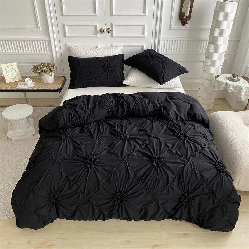 Ylellinen kolmiulotteinen puristetulla laskoksella varustettu vuodevaatesetti │ Moderni boho -tyylinen päiväpeitto, peitonsuoja ja tyynyliina