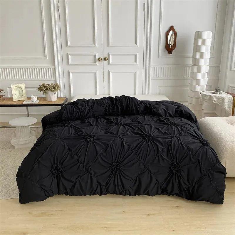 Ylellinen kolmiulotteinen puristetulla laskoksella varustettu vuodevaatesetti │ Moderni boho -tyylinen päiväpeitto, peitonsuoja ja tyynyliina