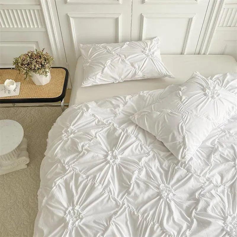 Ylellinen kolmiulotteinen puristetulla laskoksella varustettu vuodevaatesetti │ Moderni boho -tyylinen päiväpeitto, peitonsuoja ja tyynyliina