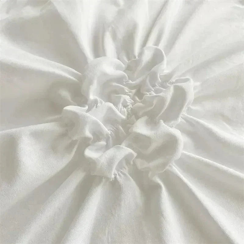 Ylellinen kolmiulotteinen puristetulla laskoksella varustettu vuodevaatesetti │ Moderni boho -tyylinen päiväpeitto, peitonsuoja ja tyynyliina