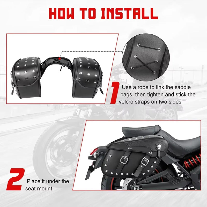 Nieten-Stil 50L Motorrad-Satteltaschen – Universelle Werkzeugtasche