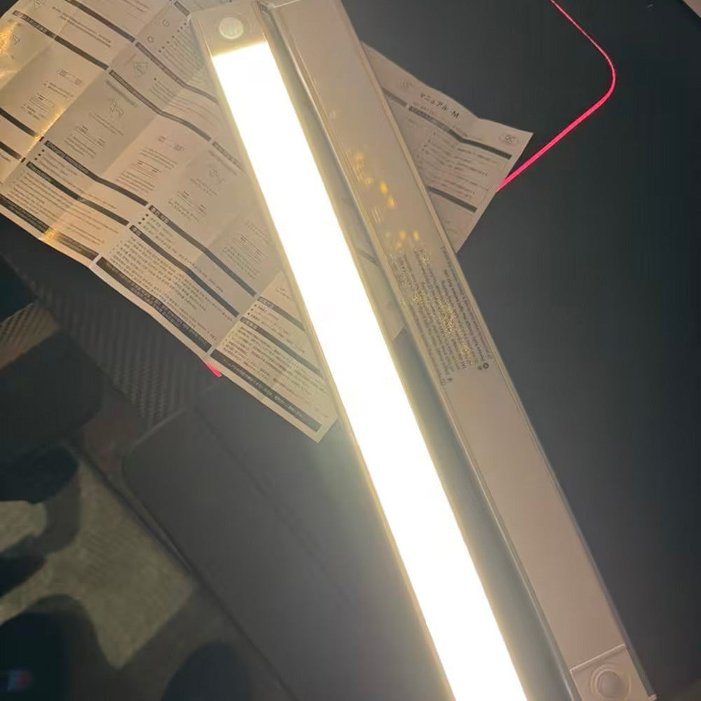 Light bar switched on with a warm glow, close-up