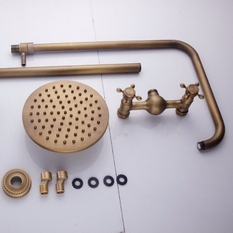 Kit de Duche de Latão Ajustável em Bronze Antigo para Montagem na Parede