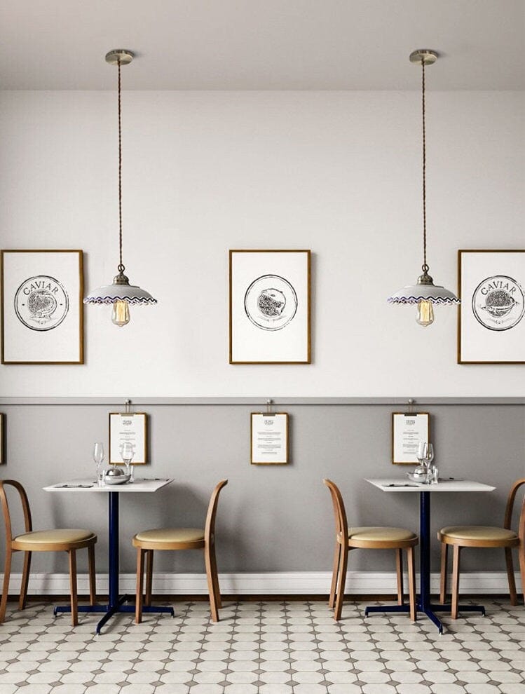 مصباح قلادة بمصباح LED على شكل طبق خزفي بأسلوب البلاط البرتغالي - المصباح مرفق