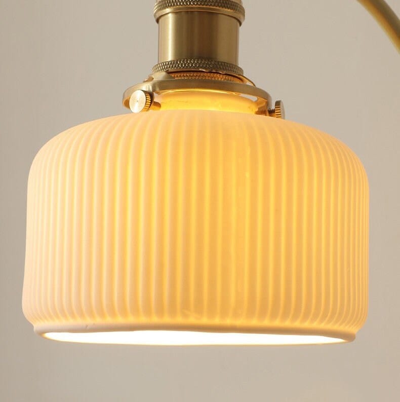 Ceramiczna lampa ścienna LED z oprawą z drewna orzecha czarnego w stylu retro