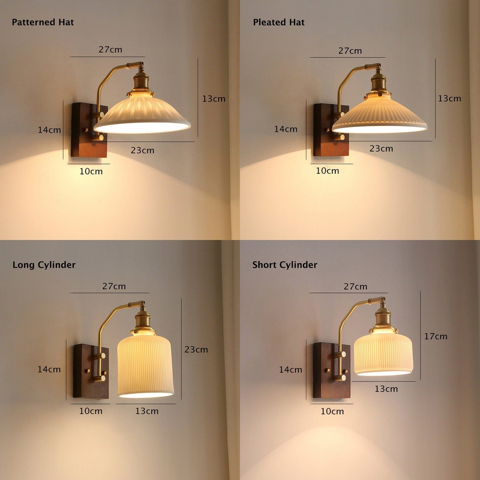 Ceramiczna lampa ścienna LED z oprawą z drewna orzecha czarnego w stylu retro