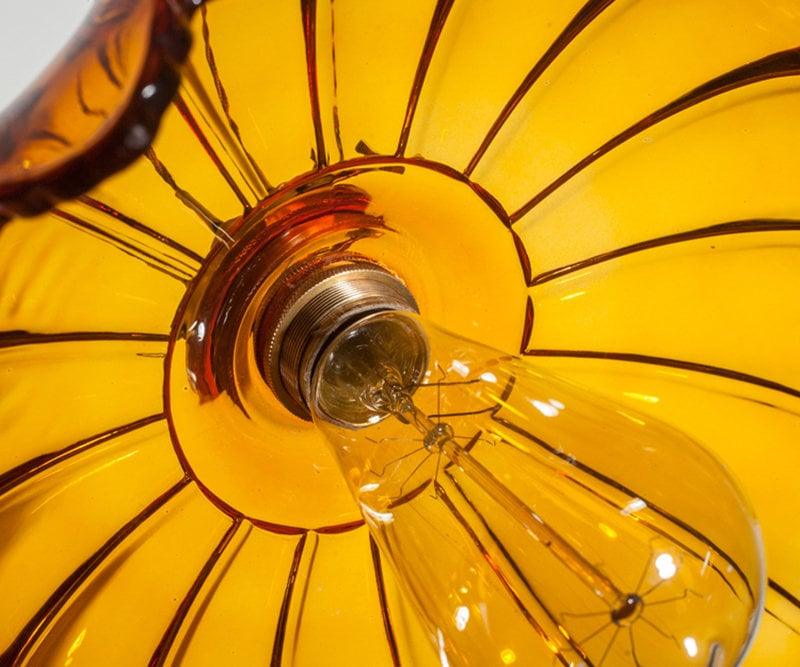 Glas Lotusblomma Hänge LED-lampa i Vintage Stil - Glödlampa Ingår