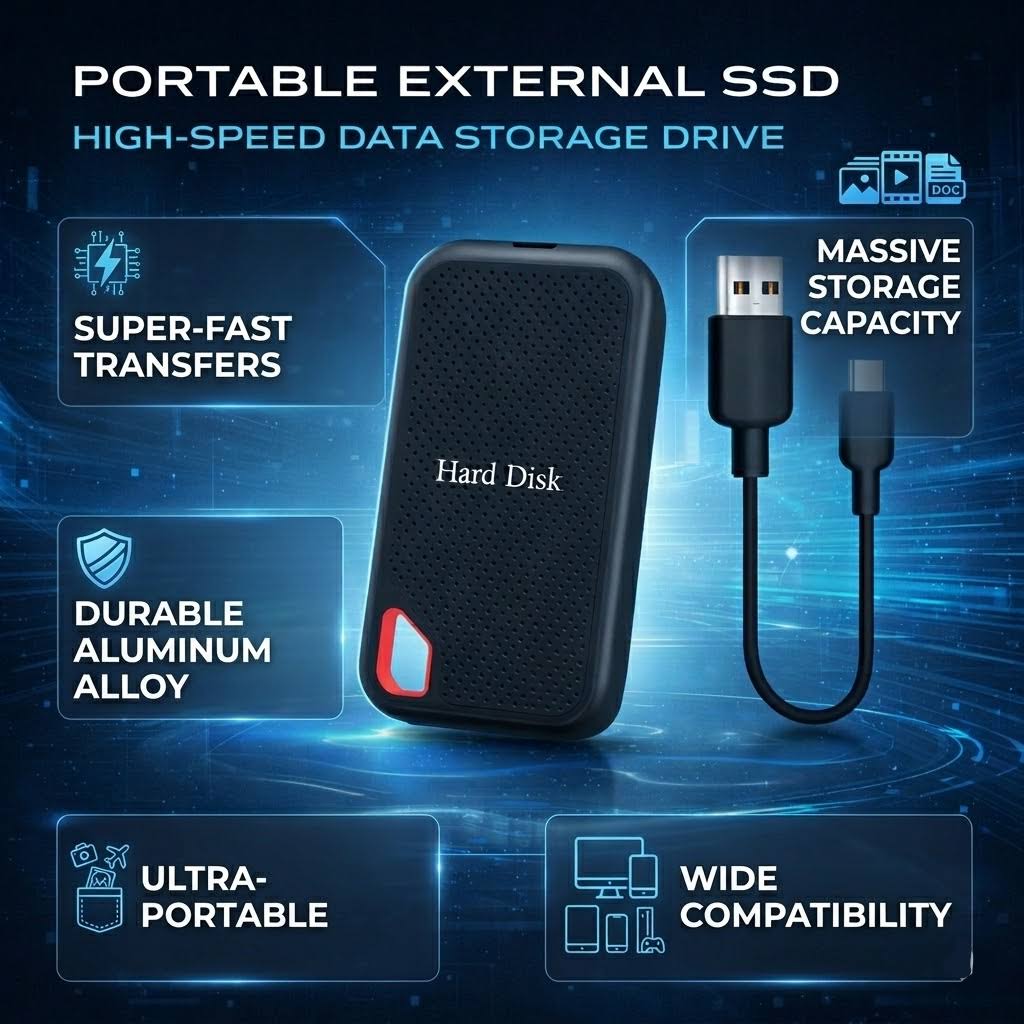 Portable External Storage Drive for Fast Data Backup