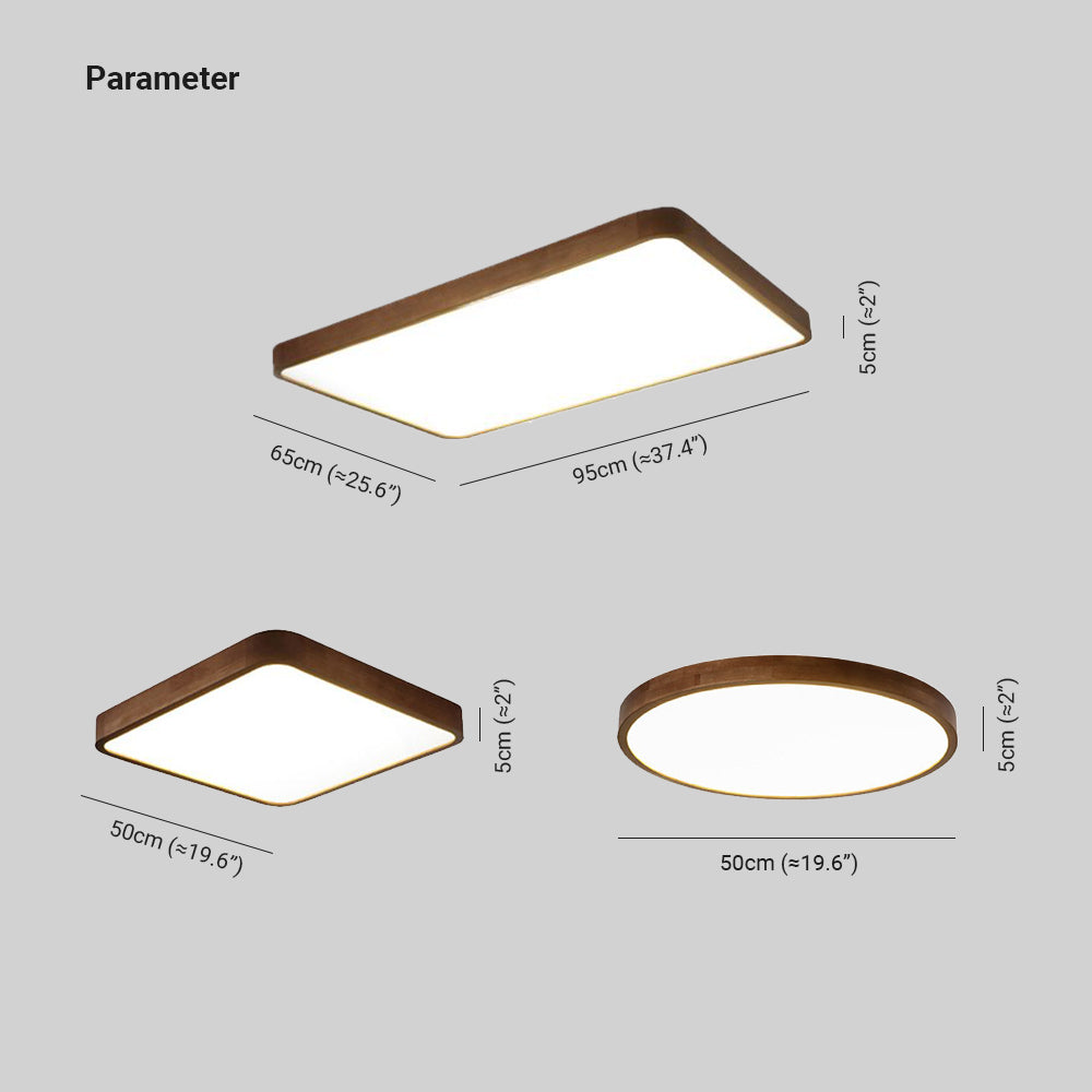 Muto loftlampe — moderne geometrisk design, kant i valnød, integreret LED