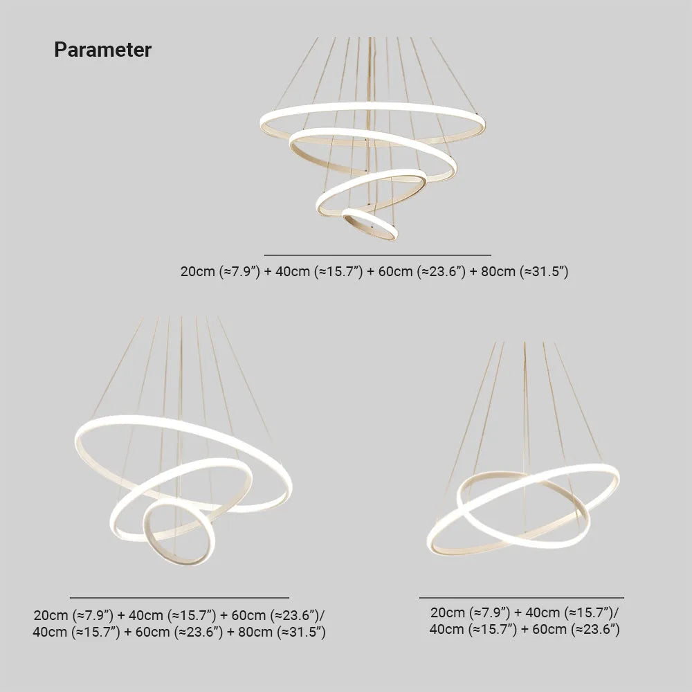 Zin Modern Ring Pendant Light — DImmable Ceiling Fixture, 2/3/4 Rings