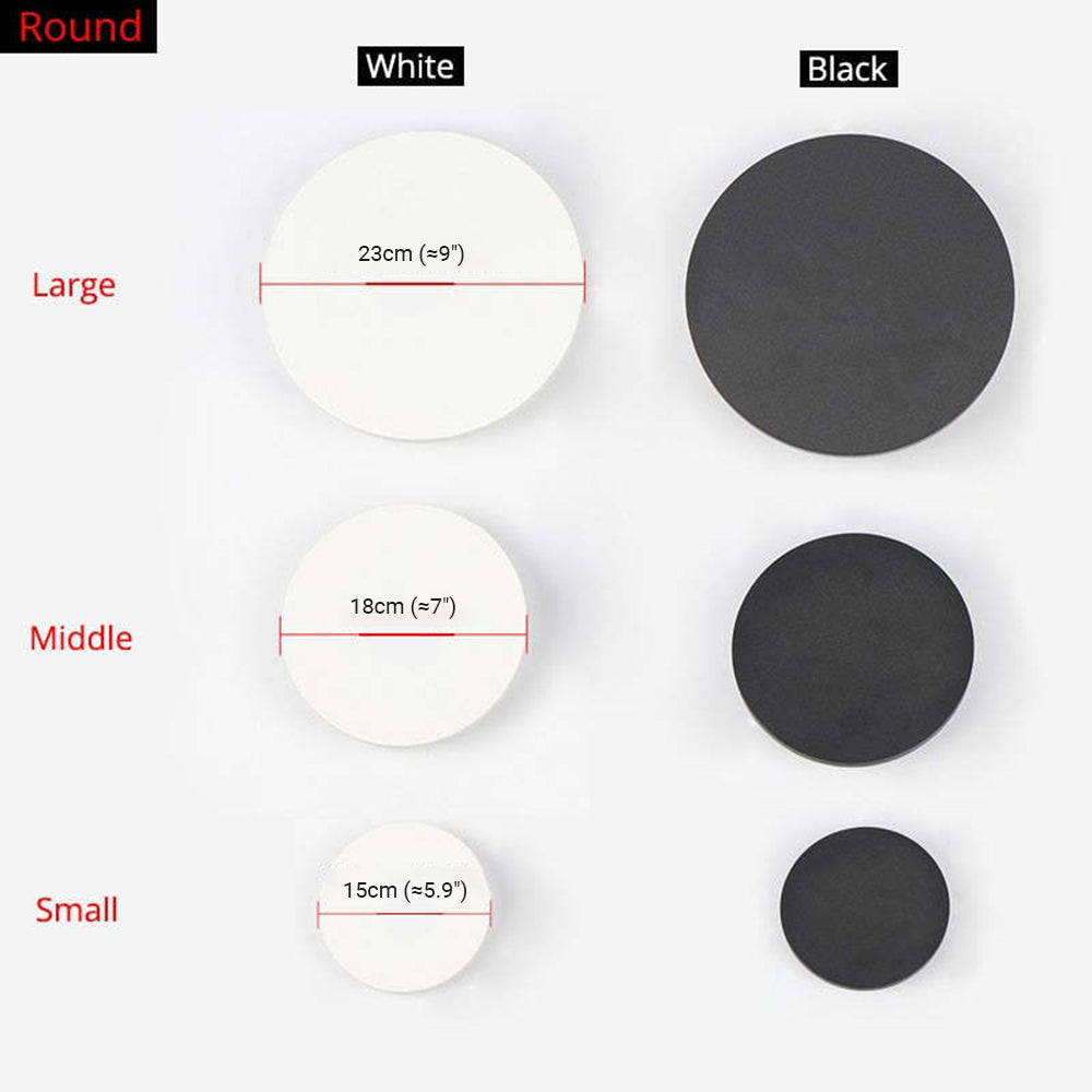 Applique murale extérieure LED minimaliste Klyne - ronde et carrée, noir et blanc