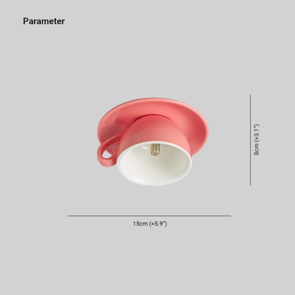 Plafonnier en céramique extra-plat Aria - design moderne en forme de tasse à café, câblage direct