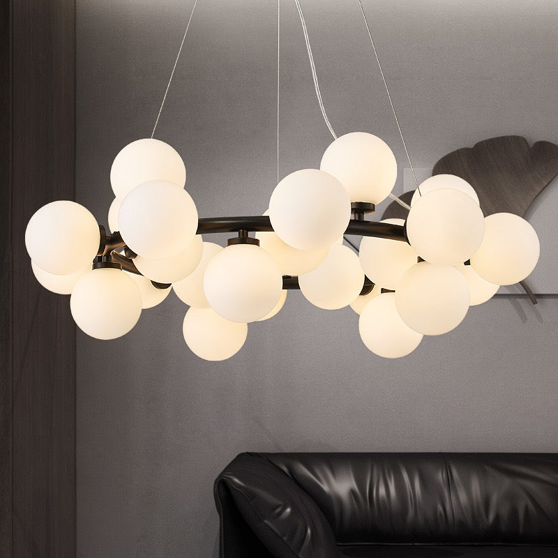 Lampadario a bolle in vetro dorato Bass Valentina