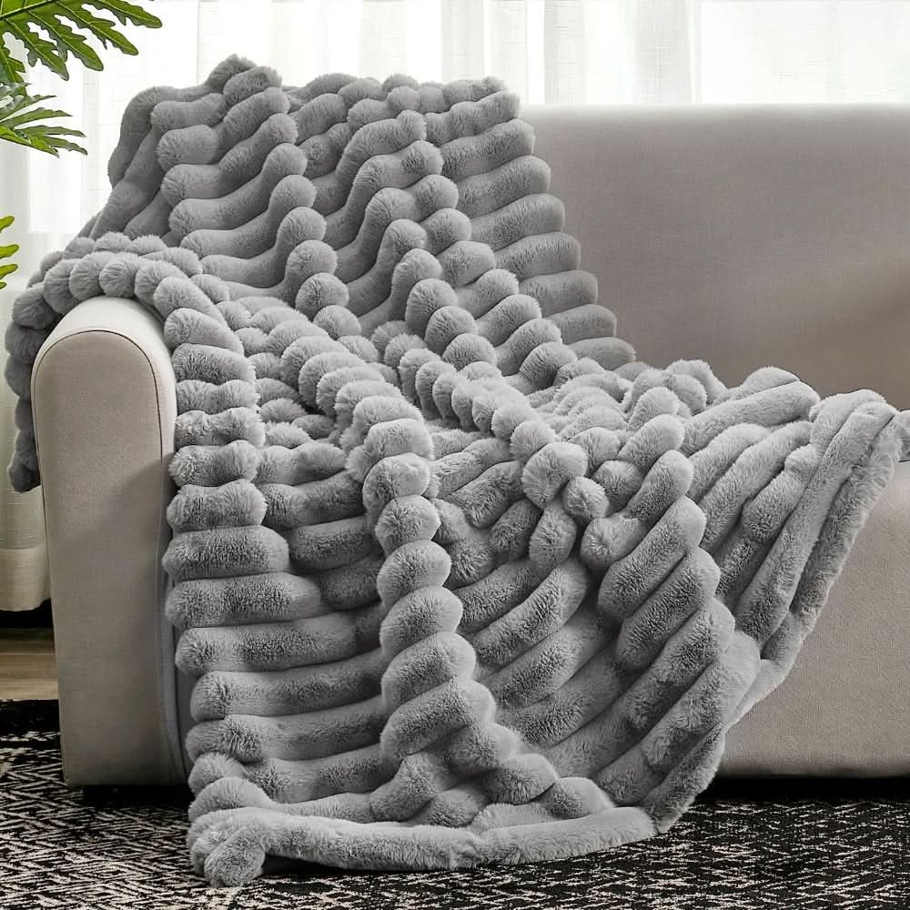 NimbusNest Cosy Blanket Ultra Soft Ribbed Texture For Relaxing Home Nights