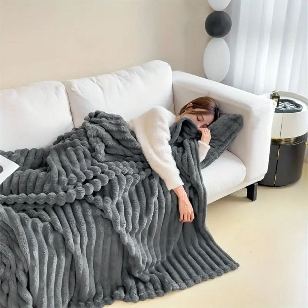 NimbusNest Cosy Blanket Ultra Soft Ribbed Texture For Relaxing Home Nights