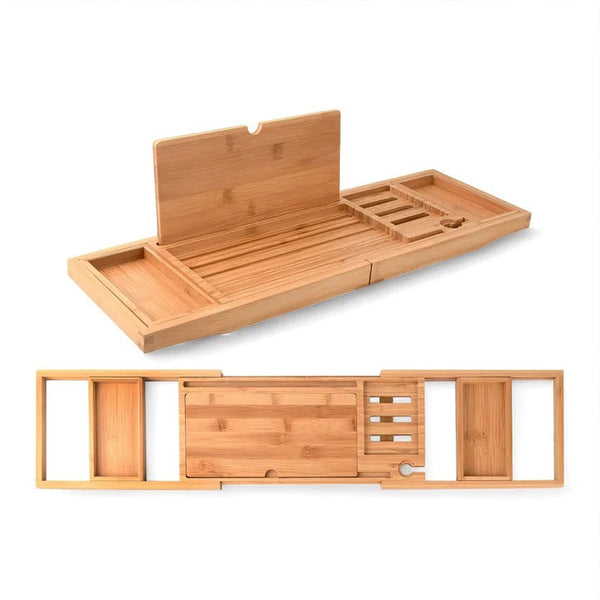 Prancha de Banho Deluxe CalmWave em Bambu com Design Ajustável para Relaxamento Máximo