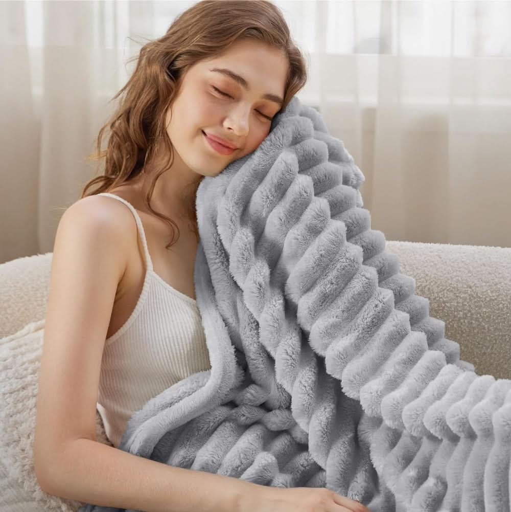 NimbusNest Cosy Blanket Ultra Soft Ribbed Texture For Relaxing Home Nights