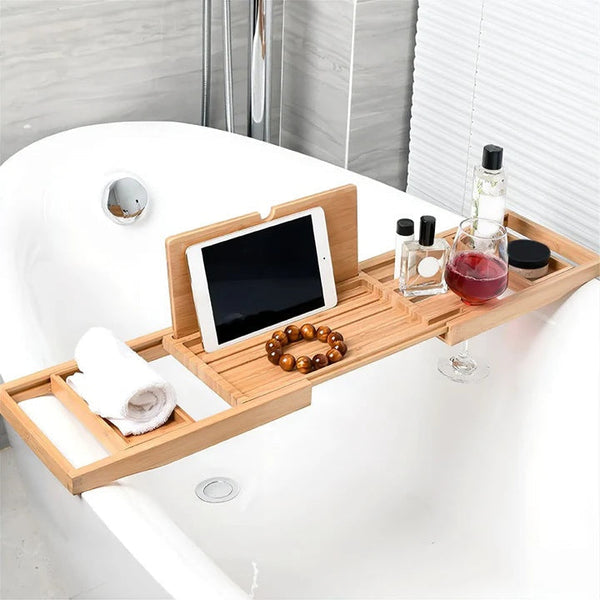 Prancha de Banho Deluxe CalmWave em Bambu com Design Ajustável para Relaxamento Máximo