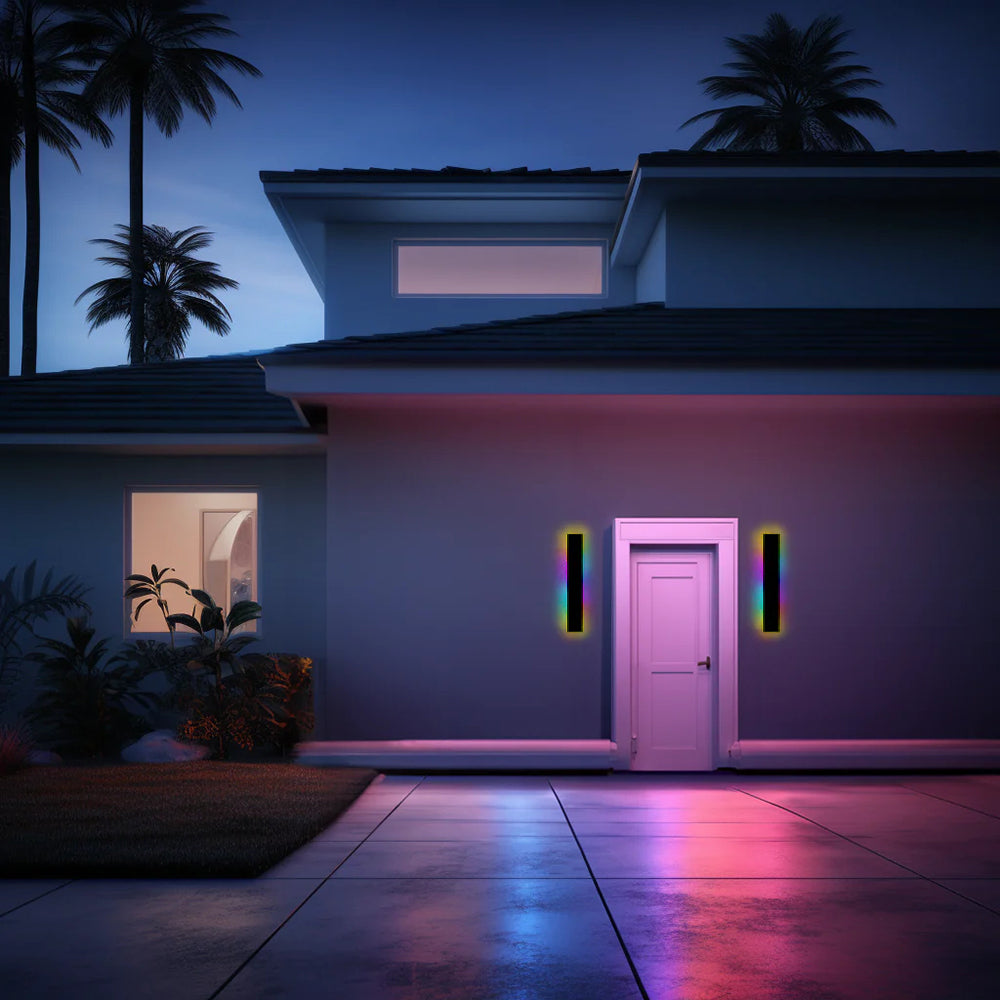 Moderní designové nástěnné LED lampy z černého kovu na zahradu a do chodby