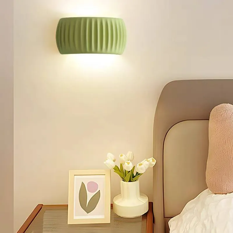 Modern Aria LED Indoor Wall Lamp — Orange and Green Resin, Adjustable Brightness