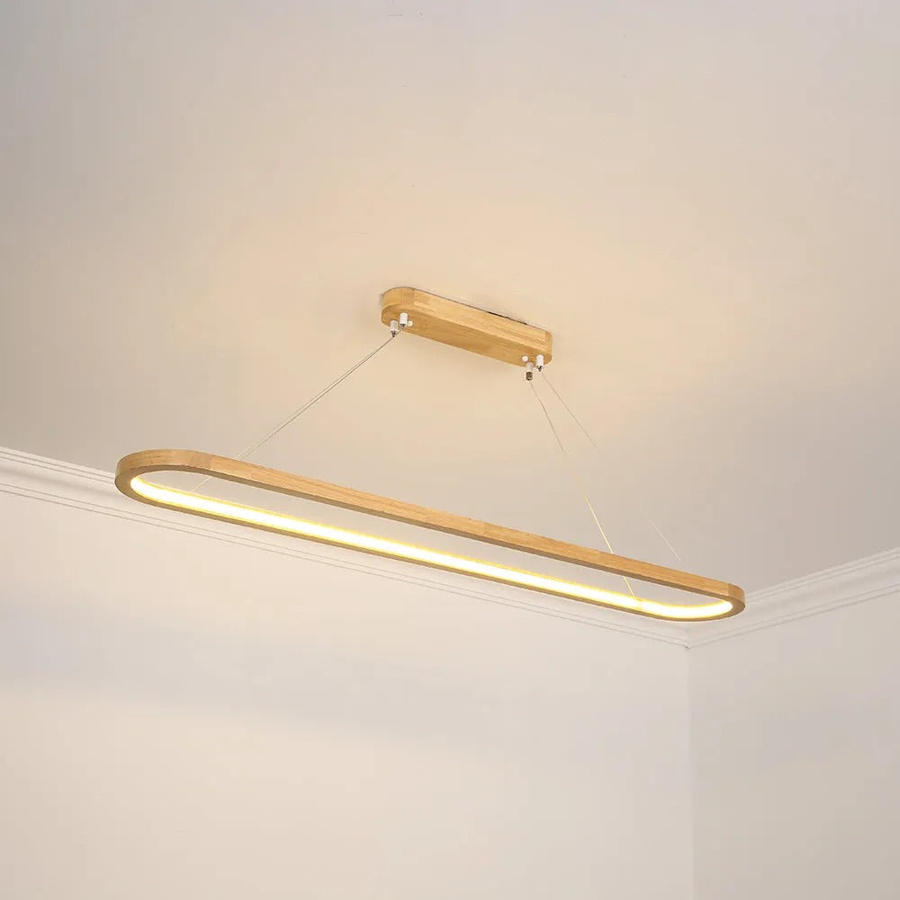 Suspension contemporaine ovale en bois Veon